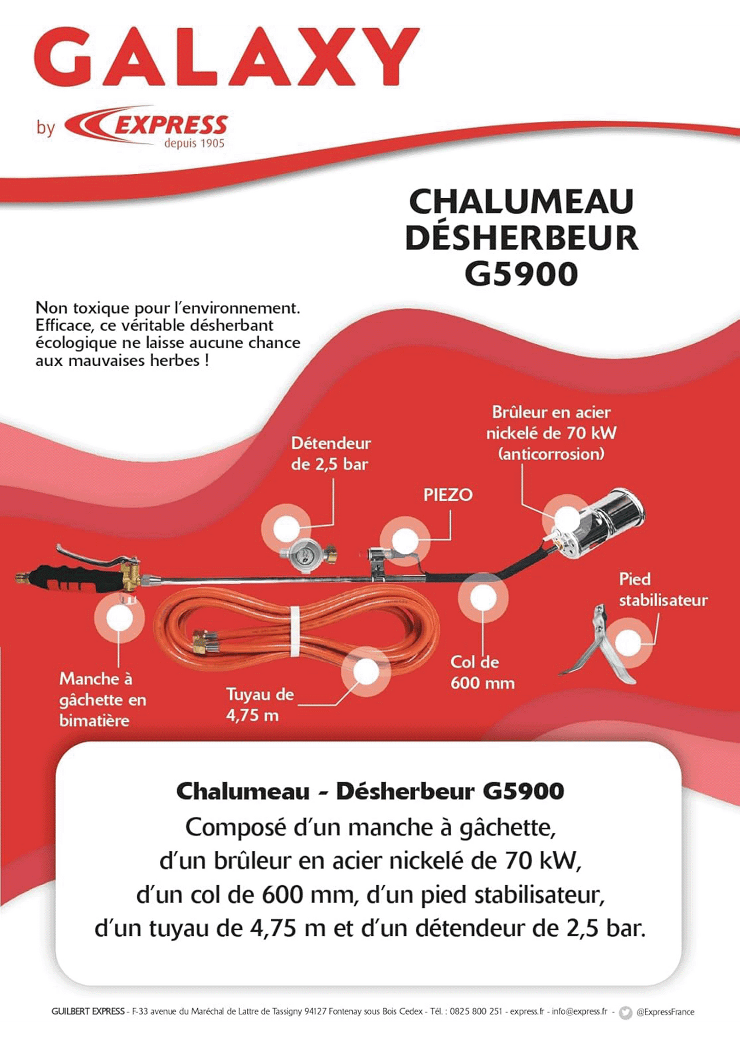 G5900 Désherbeur thermique au gaz propane – Heat Weeder